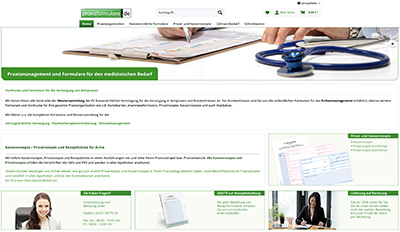 Screenshot des Online-Shops für Praxisformulare